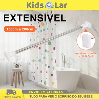 Varao de Cortina Seco Varão Extensível Sem Furação 150cm A 280 cm Regulável Cortina Box Banheiro em Oferta na Shopee