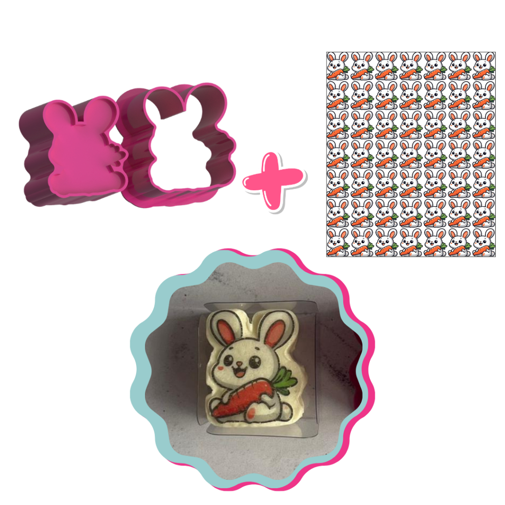 Coelho com Cenoura e Apliques de Papel de Arroz Páscoa - Ejetor Modelador para Brigadeiros em Oferta na Shopee