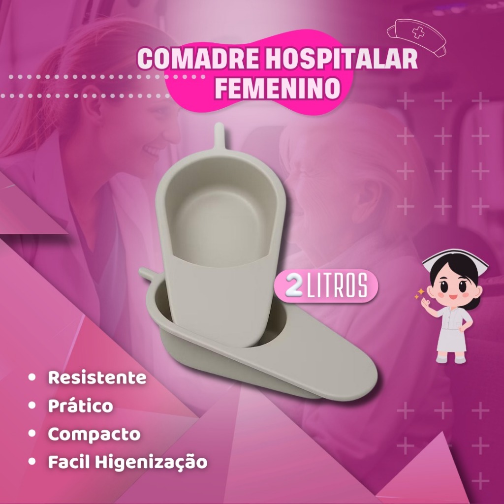 Comadre Plástica Grande Estilo Pá 2,500ml Penico Hospitalar Para Acamados Fezes Urina Urinol Fácil de Higienizar em Oferta na Shopee