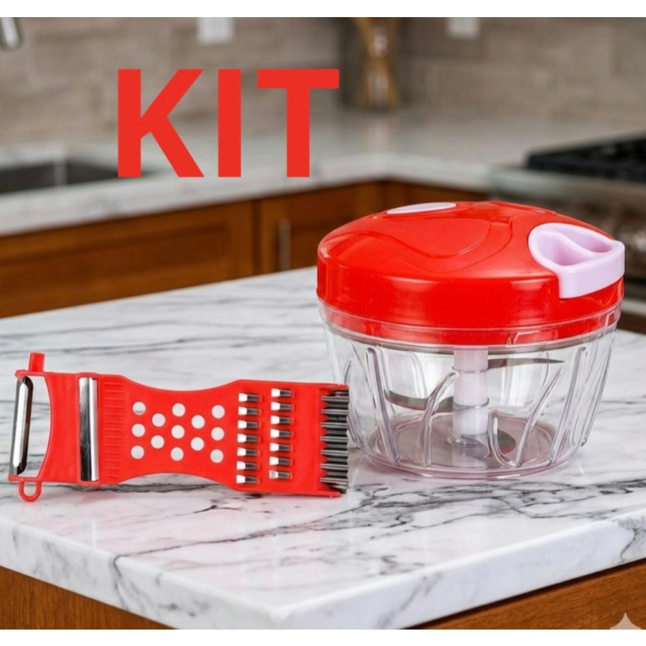 Processador de Alimentos 500ml Descascador Fatiador Multiuso Plástico Aço Inox Cozinha Compacto