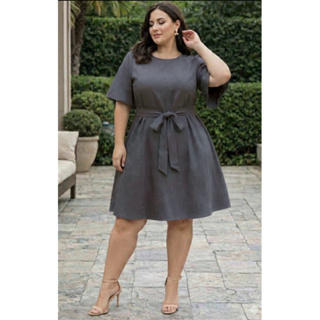 vestido manga larga saia rodada com faixa G GG G1 G2 44/46/48/50 em Oferta na Shopee