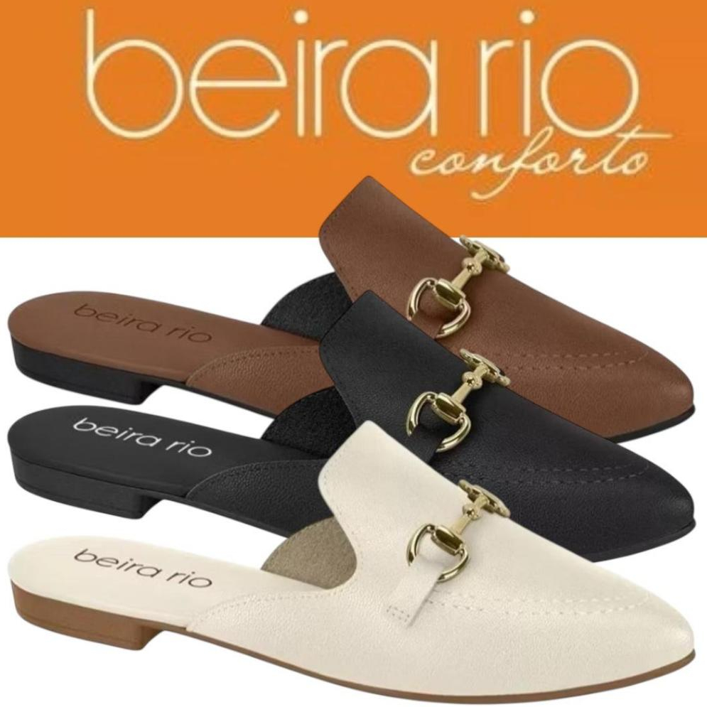 Mule Sapato Feminino Beira Rio Bico Fino Confortável Fivela Original Casual Calce Fácil Elegante