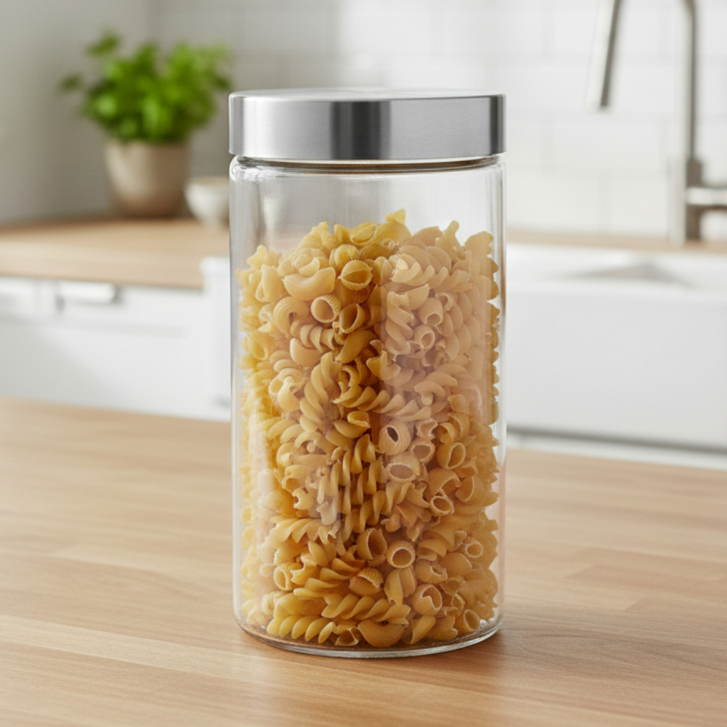 Pote de vidro Hermético Vidro Redondo LISO 1600ml Tampa inox Vidro Reforçado
