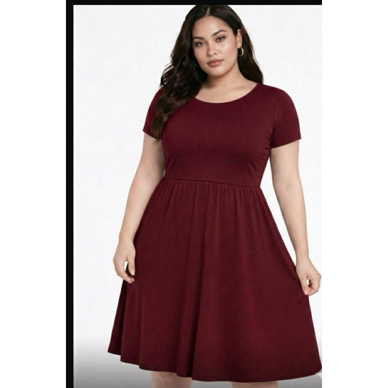 vestido plus size rodado sem faixa manga curta 44/46/48/50/52 em Oferta na Shopee
