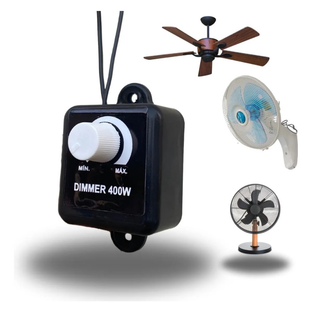 Dimmer Para Ventilador 400w Parede Controlador Velocidade Bivolt Preto 127/220v — imagem 2 de 2