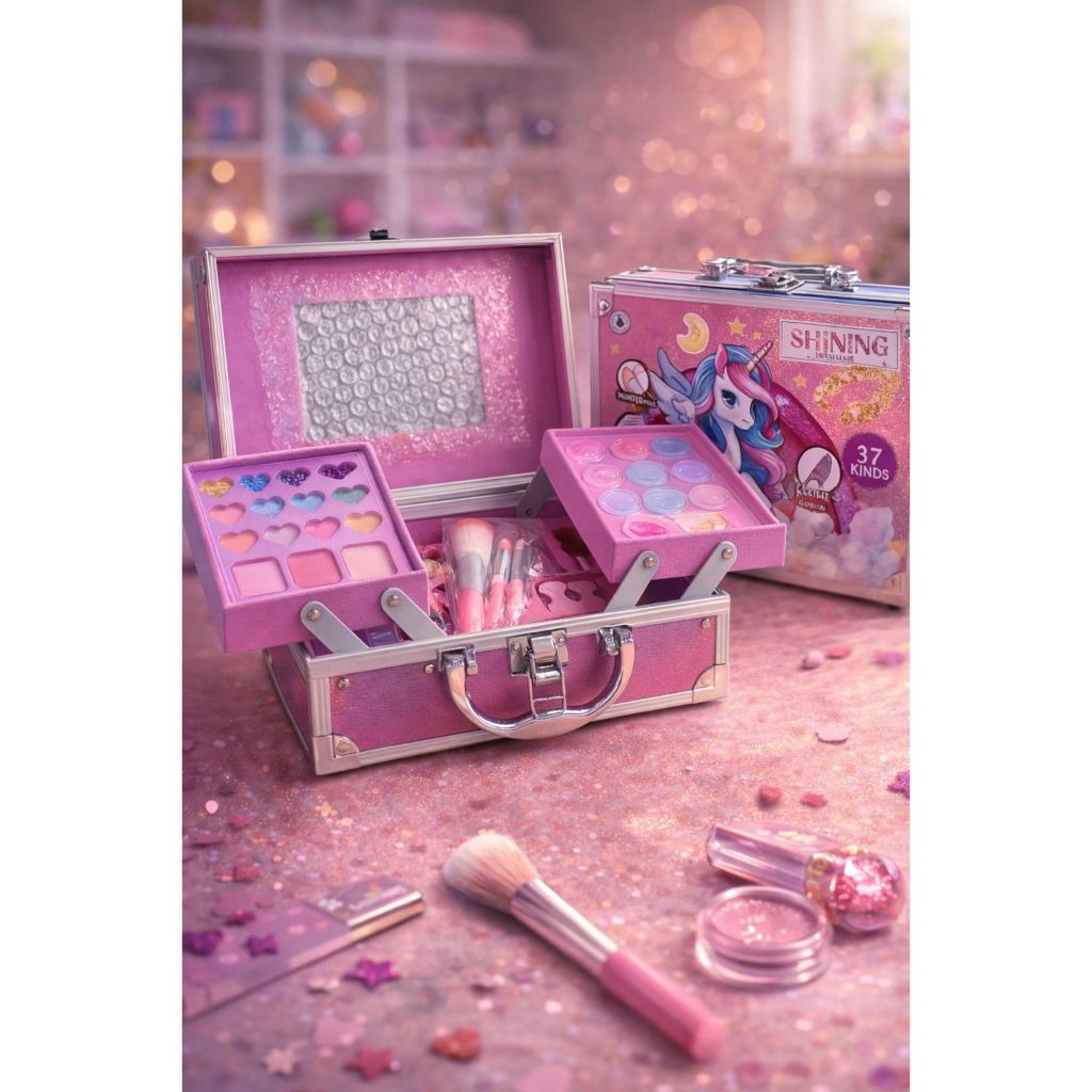 Maleta de Maquiagem Infantil Unicórnio 37 peças kit Completo Maleta Brilhante 3 em 1 - Presente Perfeito p/ quem vc ama em Oferta na Shopee