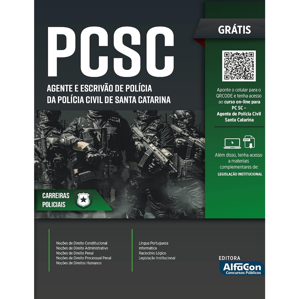 Livro Apostila  - Agente e Escrivão da Polícia Civil do Estado de Santa Catarina - PCSC - Alfacon