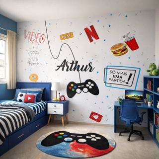 Papel de Parede Adesivo Infantil Video Game Menino Painel Lavável Facil Aplicação  Painel Completo em Oferta na Shopee