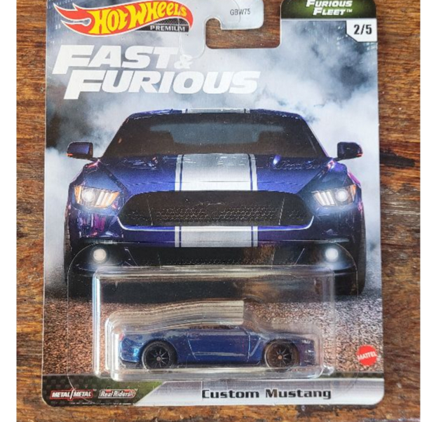 Hot Wheels - Custom Mustang Azul - Furious Fleet 2021 (Lacrado) - Fast & Furious "Velozes & Furiosos" Premium 1:64