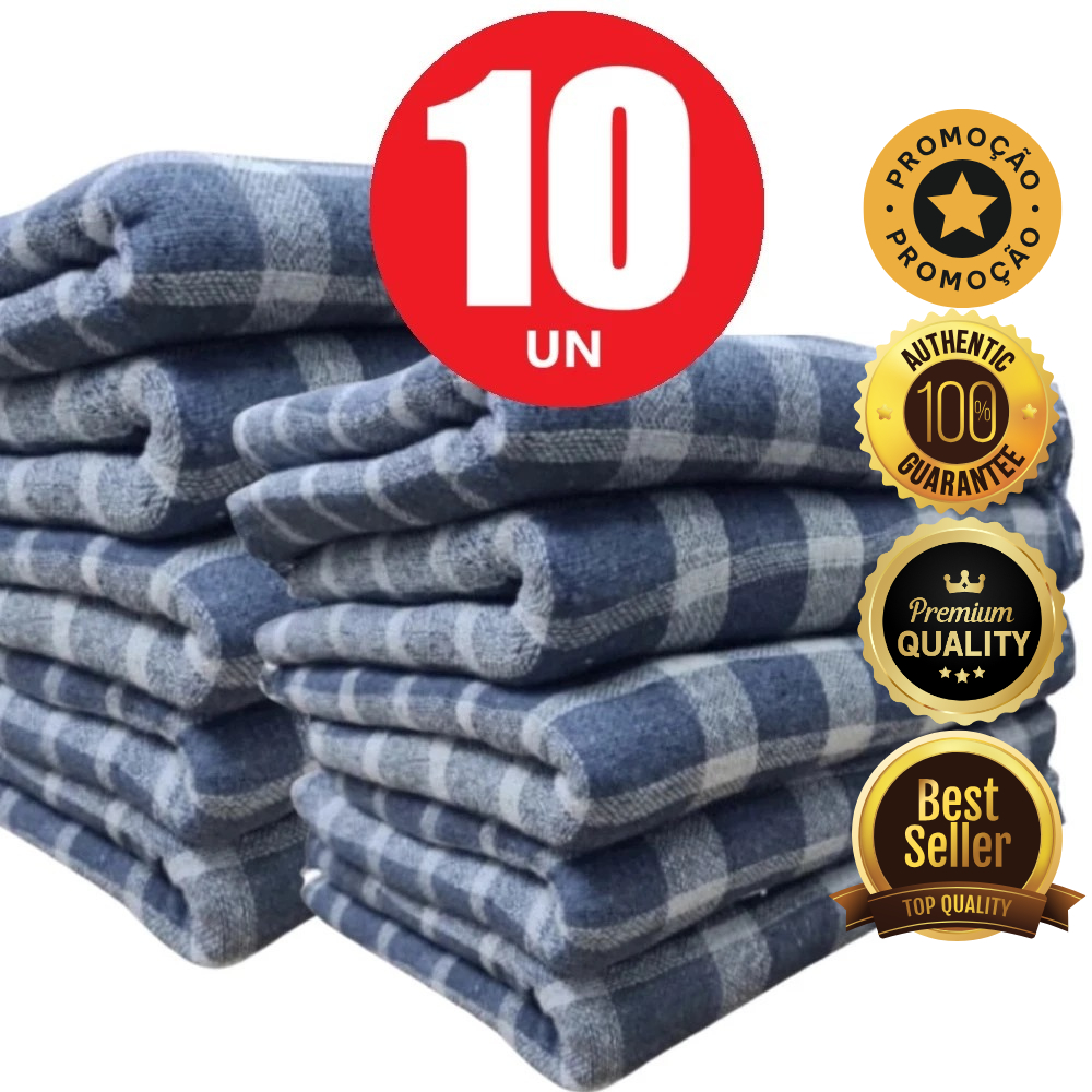 Kit 10 Panos de Chão Xadrez Azul Saco Duplo – Grosso, Reforçado, Grande e Ideal para Limpeza