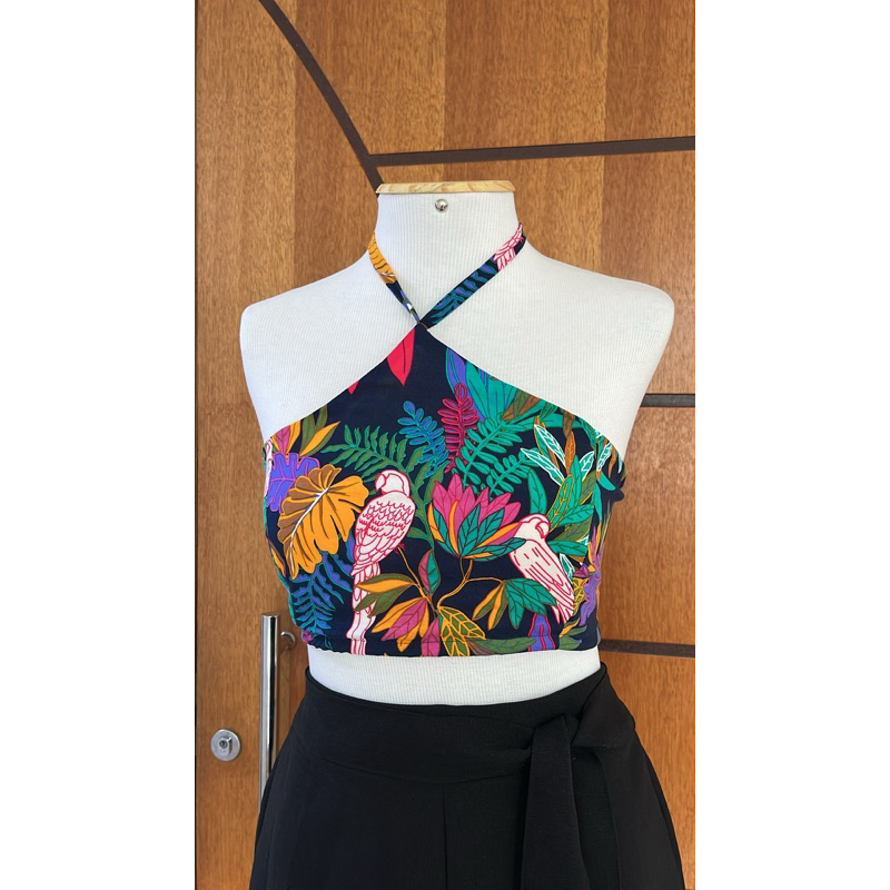 Cropped Estampa Farmm/Frente Única/Blusa/ Cropped Estampado Tropical