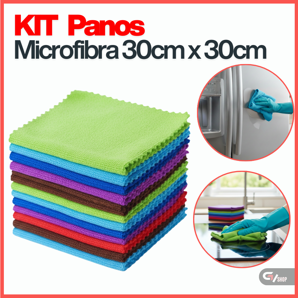 Kit Panos De Limpeza Microfibra alta absorção Multiuso 30x30 cozinha carro casa vidros em Oferta na Shopee
