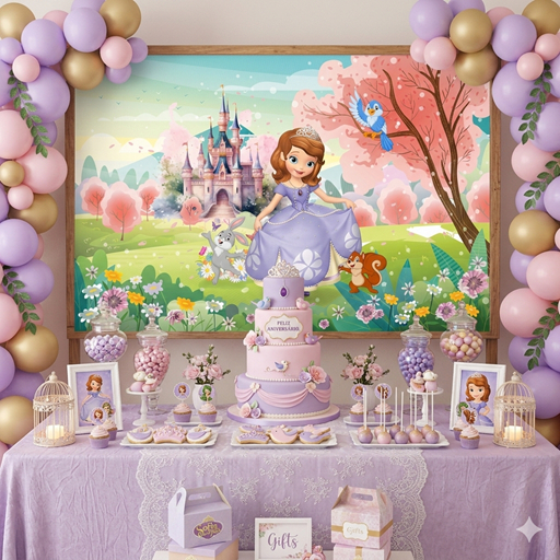 Painel de Festa Infantil Antirreflexo Decoração Princesinha Sofia em Oferta na Shopee