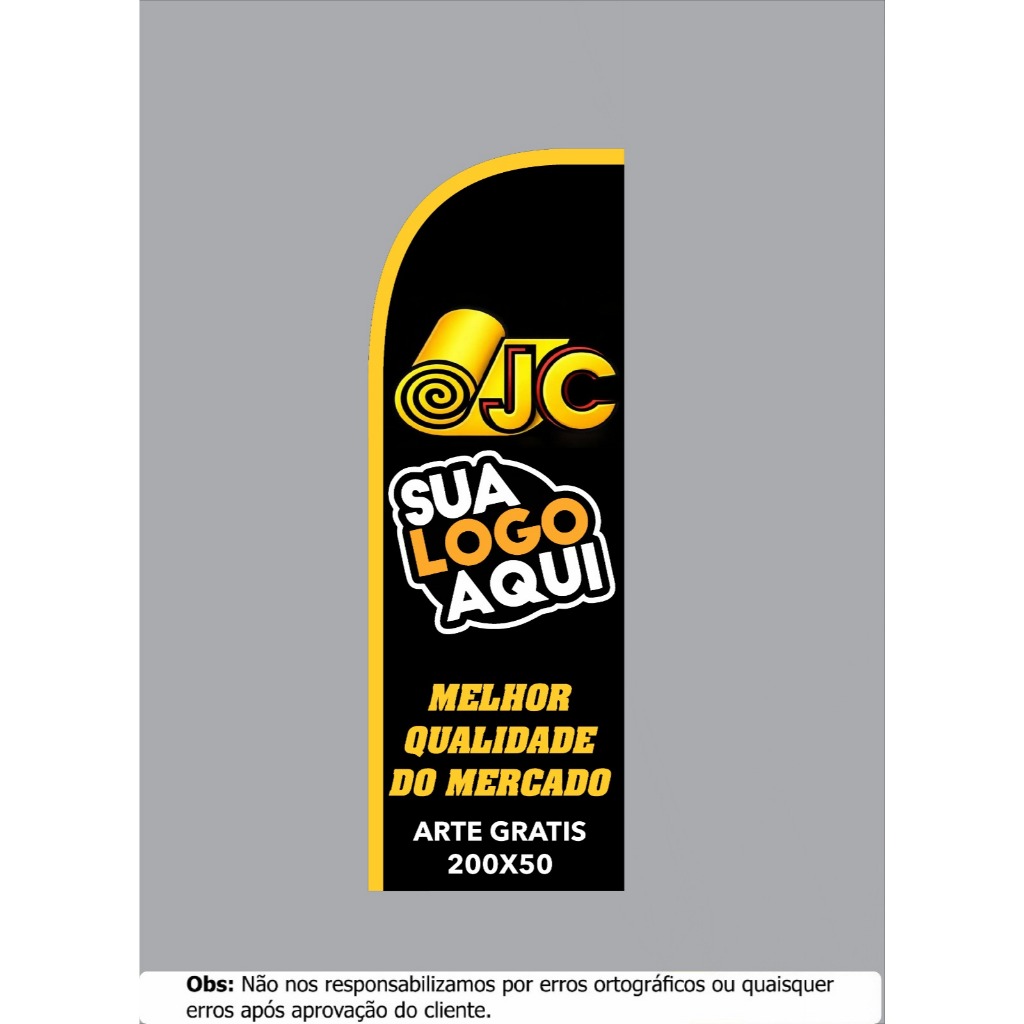 Kit 1 Windbanner Completo Com Base E Hastes + Arte Gratis 200x50