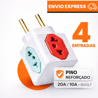 Adaptador de Tomada Tipo Cubo Universal 10A/20A Bivolt Pino Fino e Grosso em Oferta na Shopee