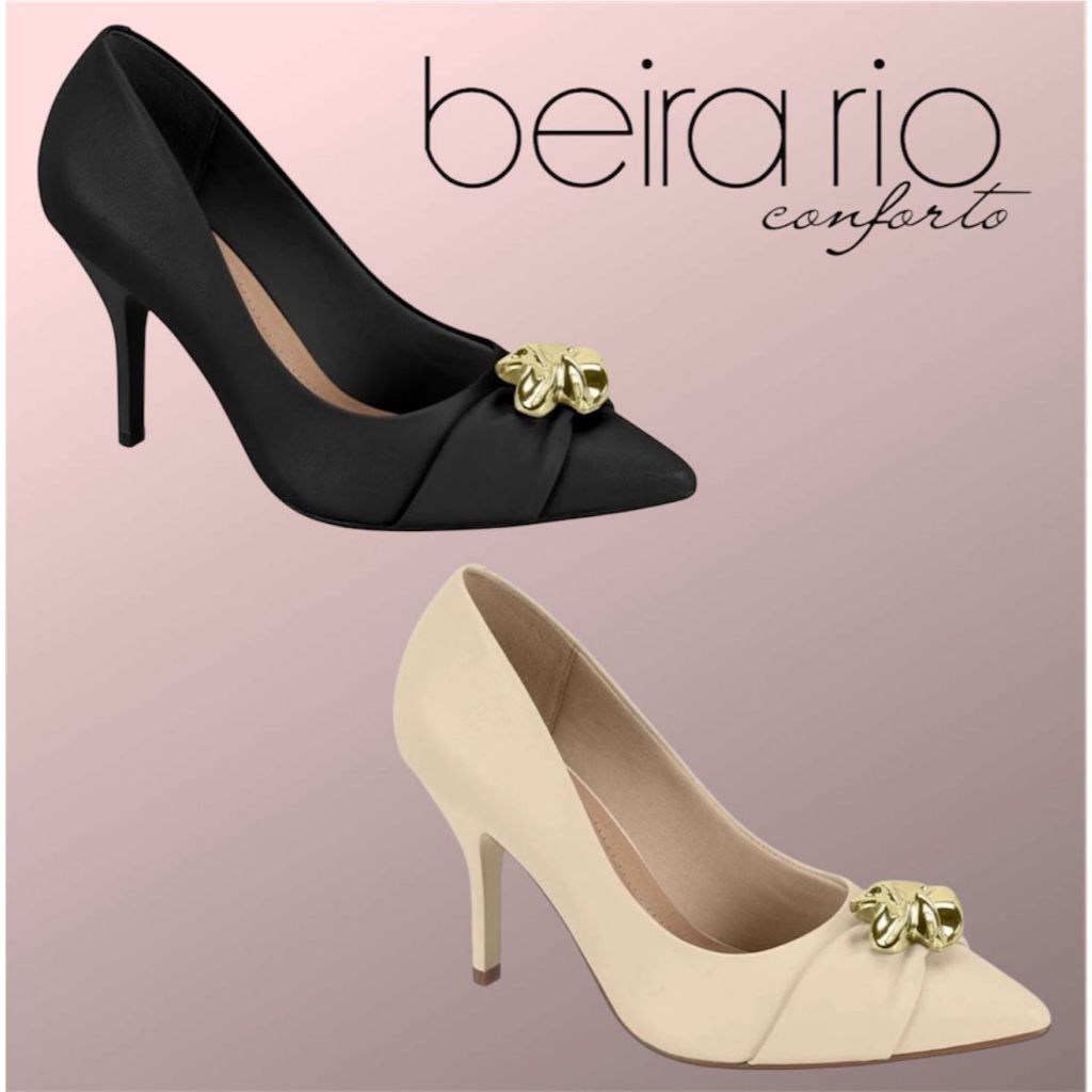 Sapato Scarpin  Feminino Beira rio Salto fino Confortável