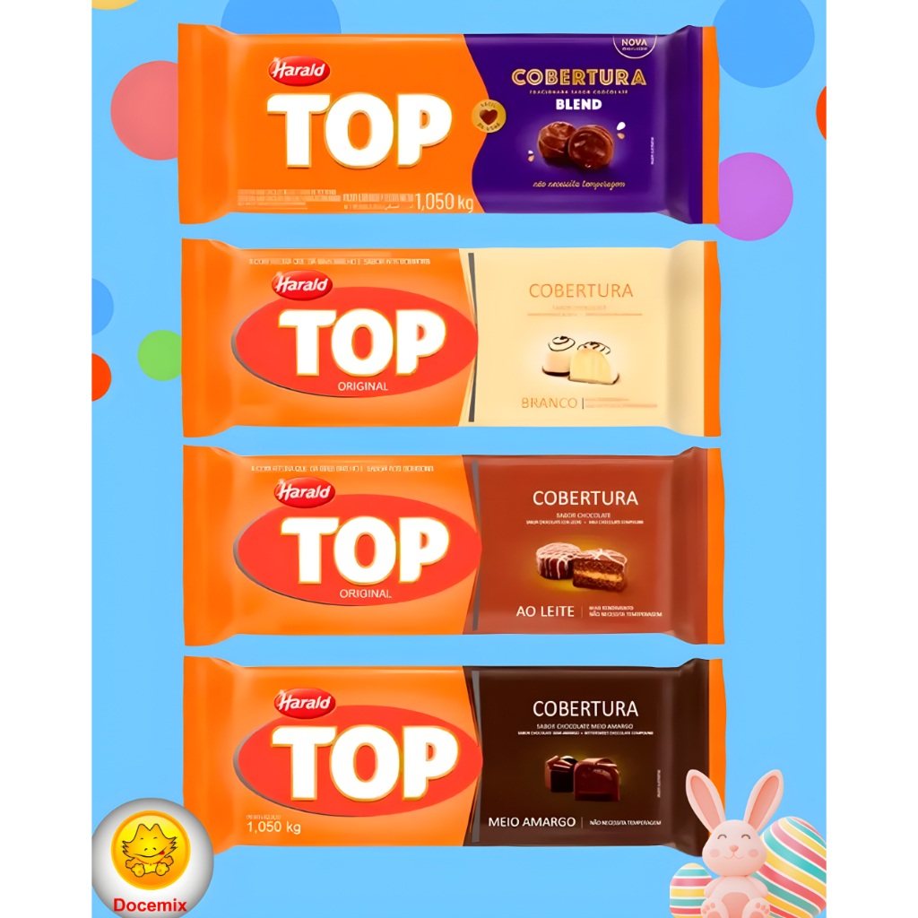 Chocolate Cobertura fracionada Top em Barra 1kg - Harald ESCOLHA SEU SABOR! em Oferta na Shopee