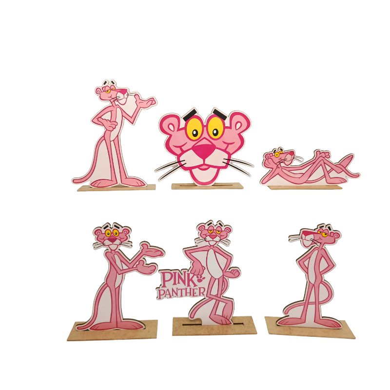 Kit Display de Mesa 6 Peças Para Festa Pantera cor de Rosa MDF