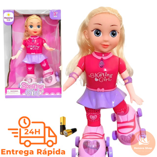 Boneca Patins Skate Iluminada Com Luzes Anda Sozinha Divertida Para Crianças Roupa Rosa e Branca em Oferta na Shopee