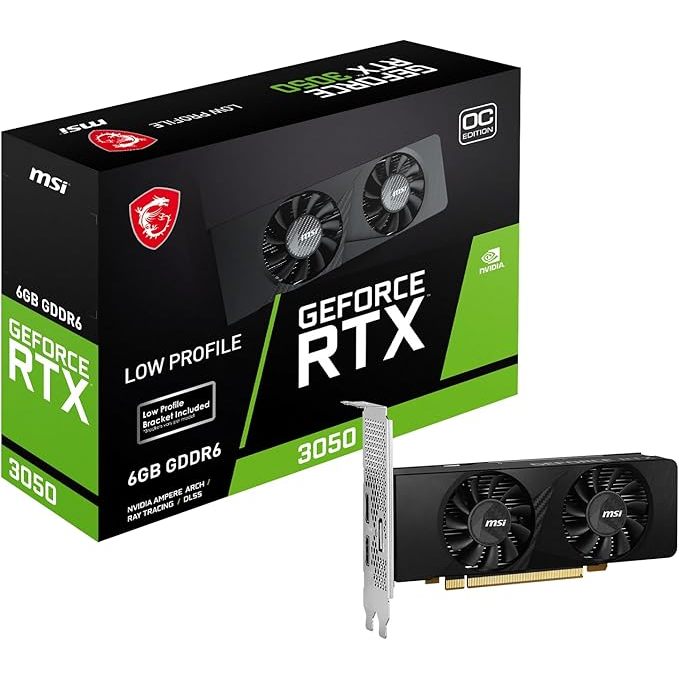 Placa de video MSI GeForce RTX 3050 LP 6G OC (6GB GDDR6/PCI Express 4.0/1492MHz/14000MHz/Perfil baixo)