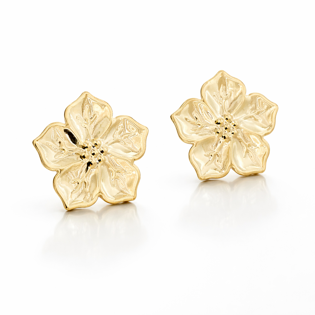 Brinco Feminino Flor Folheado Ouro 18k Hipoalergênico
