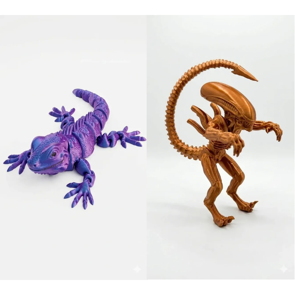 Iguana Articulada Colecionável + Miniatura Alien Xenomorfo3d