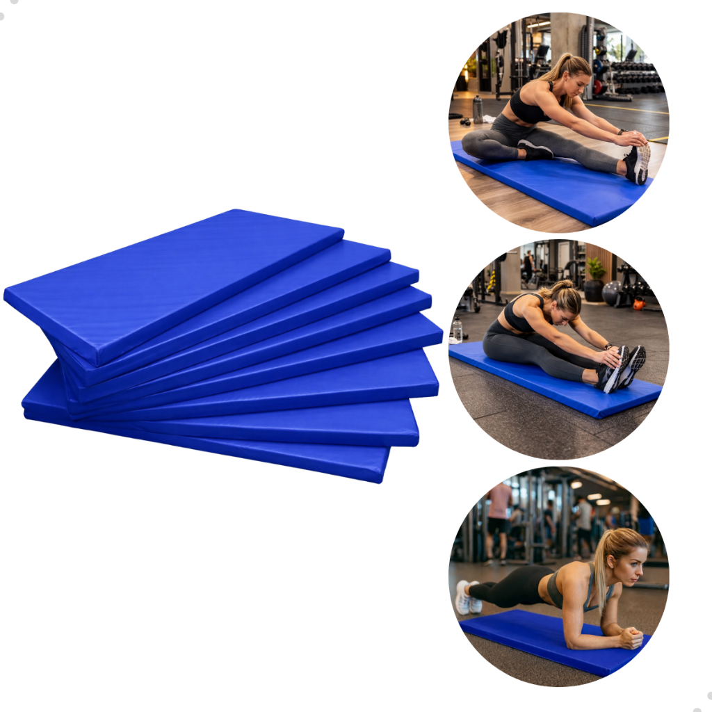 Imagem Kit 10 Colchonete Espuma Fitness Impermeável Treino Academia Funcional Yoga Meditação 90x45 Azul