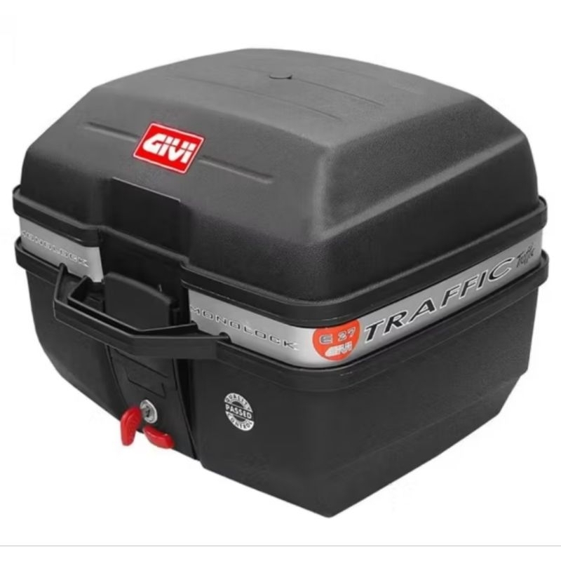 Baú Bauleto Givi 27L Traffic Monolock C/ Kit Fixação Base Universal Moto Reforçado Qualidade Premium