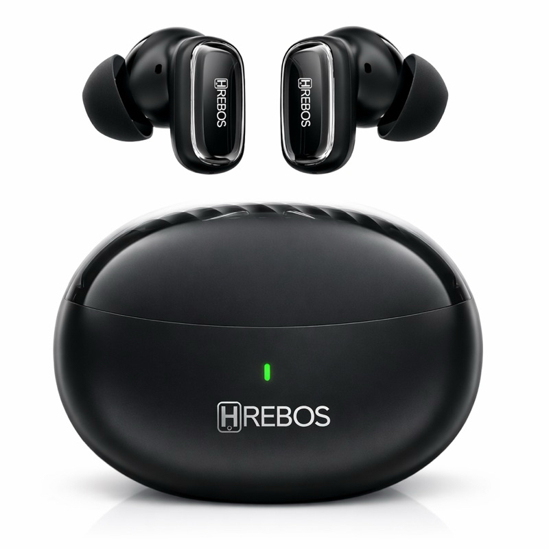Fone Sem Fio com Tradução por IA Instantânea MistPods Cancelamento de Ruido ANC+ENC, App Própria, Display LED HRebos