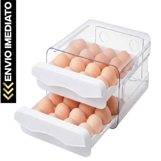Gaveteiro Porta Ovos Organizador de Geladeira 32 Unidades Transparente Deslizante em Oferta na Shopee