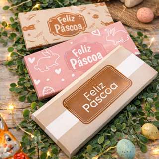 PORTA  CAIXA  BARRA DE CHOCOLATE PÁSCOA COELHO ROSA - FELIZ PÁSCOA  10/20/30/40 Unidades em Oferta na Shopee