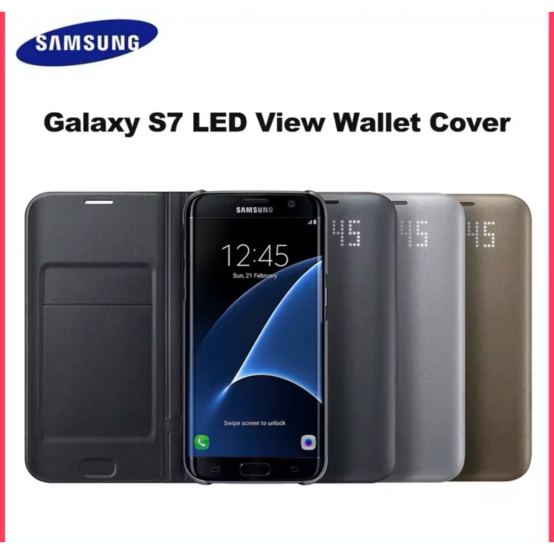 Original  capa para Samsung Galaxy S7 Case LED View Flip Cover Galaxy S7 LED View Wallet Cover dourad