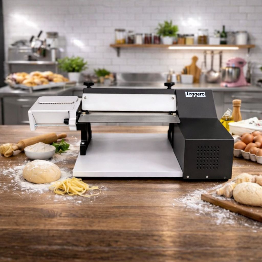 Cilindro Laminador Elétrico 28cm Massas Pão Cortador Talharim Preto Leggero