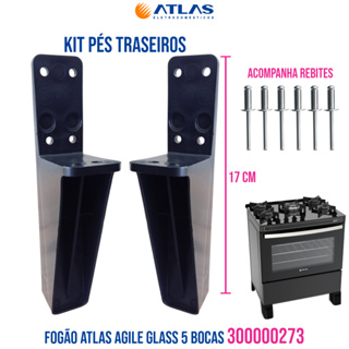 CONJ. PÉS TRASEIROS FOGÃO ATLAS AGILE GLASS 5 BOCAS 100% ORIGINAIS em Oferta na Shopee