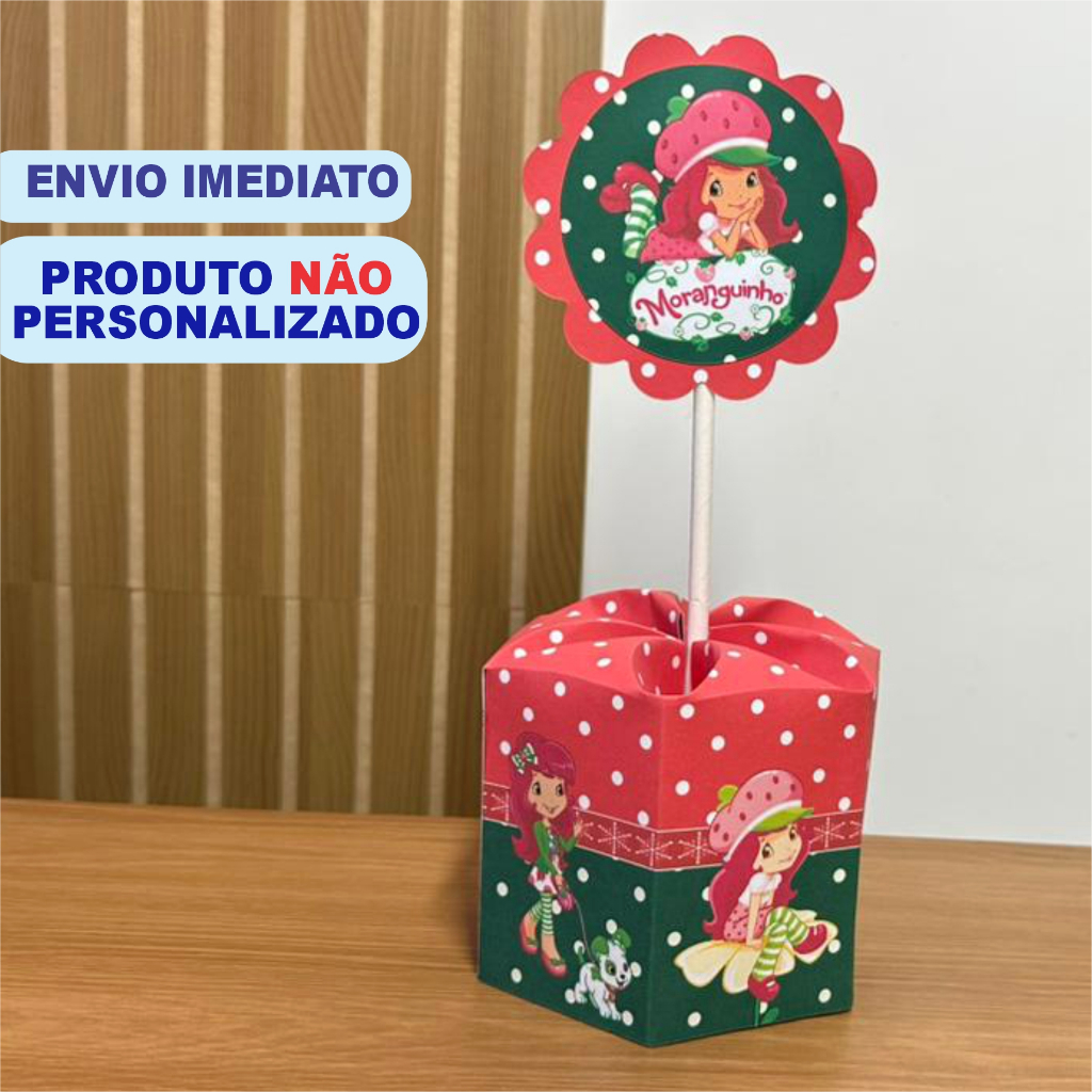 Centro de mesa Festa Moranguinho pegue e monte enfeite lembrancinha