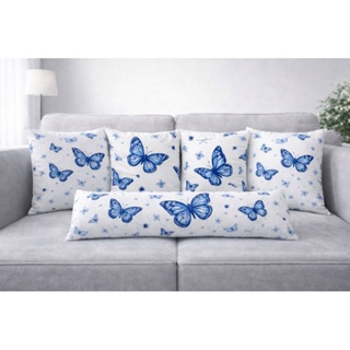 kit 4 almofada 43x43 borboleta azul com zíper invisível mais um xuxão borboleta azul em Oferta na Shopee