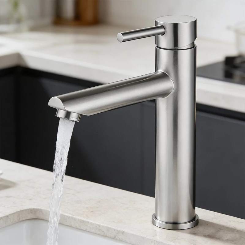 Torneira para banheiro  inox metal bancada Torneira fria simples para lavatório