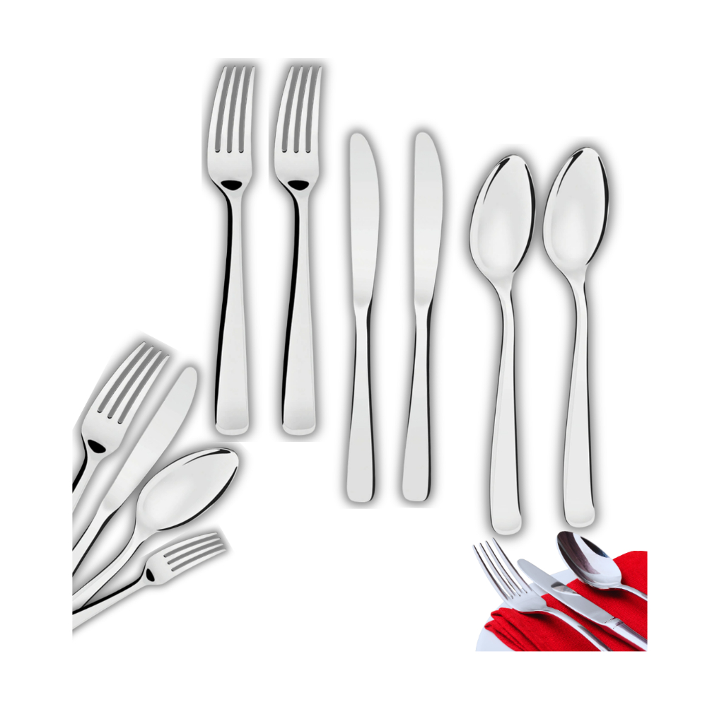 Conjunto de Talheres 60 ou 120 Peças Aço Inox Jogo Completo Facas Garfos Colheres Mesa Cozinha