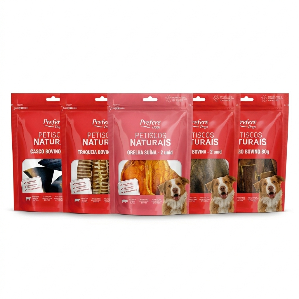 Kit Mordedor 100% Natural Para Pets 5 Embalagens + Brinde