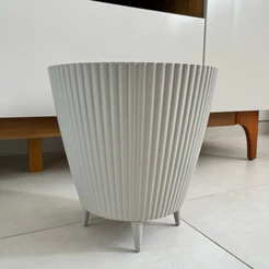 Vaso para Plantas Canelado com Pezinhos 28x26x18 Decorativo Moderno para Sala Jardim