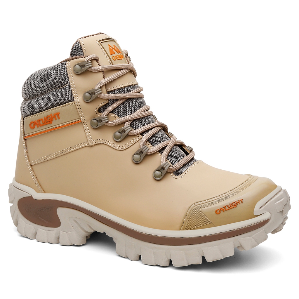 Bota Masculina Cat Casual Coturno Adventure Motociclista Couro Legítimo Conforto