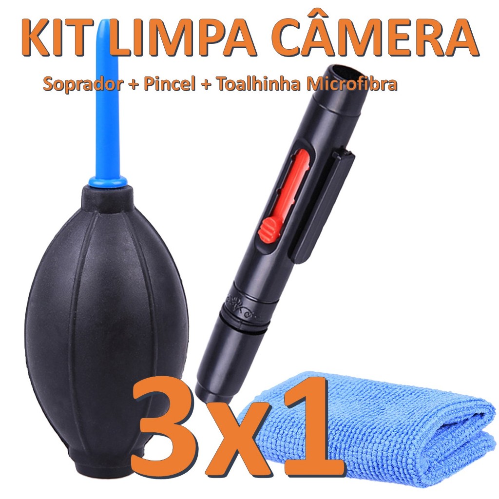 Kit Limpa Camera Fotografica C/ Soprador, Pano E Pincel em Oferta na Shopee