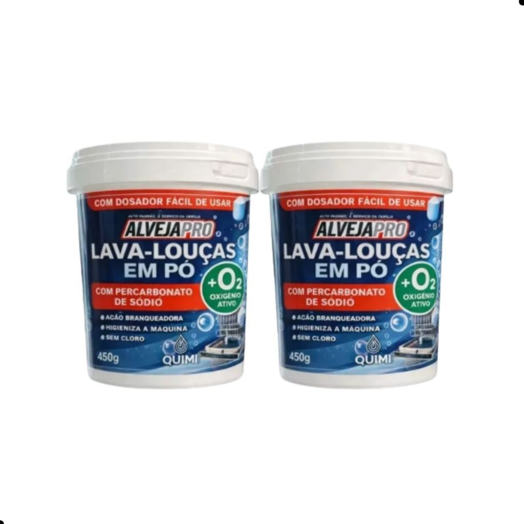 Kit 2 Limpador para Maquina de Lavar Louças em Pó Sabão 450g com Percarbonato + O2 Sem Cloro