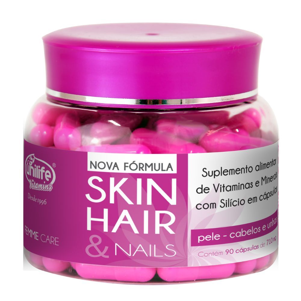 Skin Hair e Nails Unilife 90 Cápsulas Biotina Zinco Ferro Magnésio