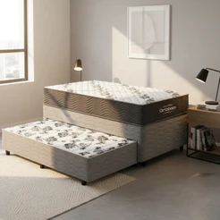 Cama Box com Colchão de Espuma D33 Ortobom Airtech 100 + Auxiliar de Espuma Unique Solteiro 88cm