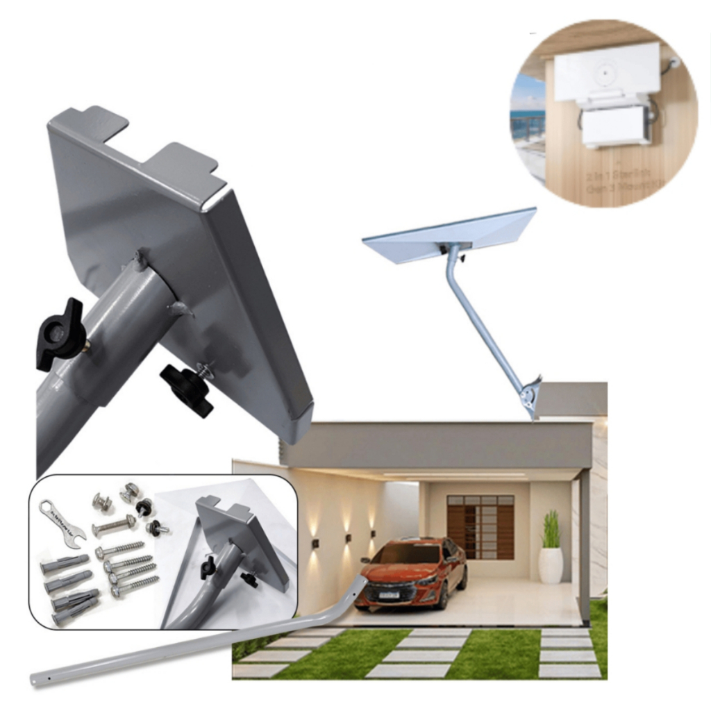 Combo Suporte 90cm Starlink 100% Aço + Suporte 2 em 1 Modem