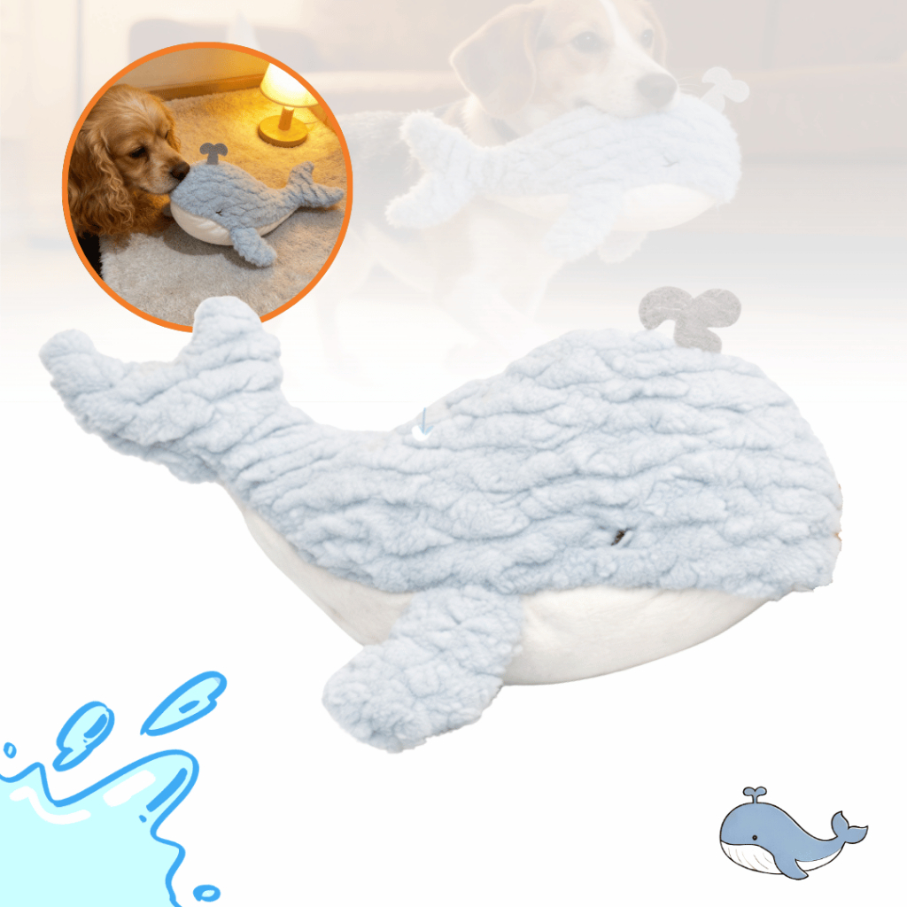 Brinquedo Pelúcia Baleia Azul 28cm para Cachorro Pet Interativo Macio