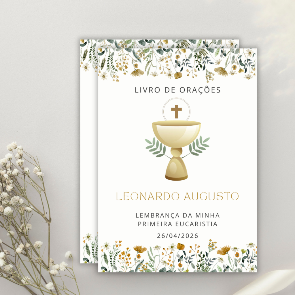 kit 10 LIVROS DE ORAÇÃO PERSONALIZADOS PARA PRIMEIRA EUCARISTIA em Oferta na Shopee