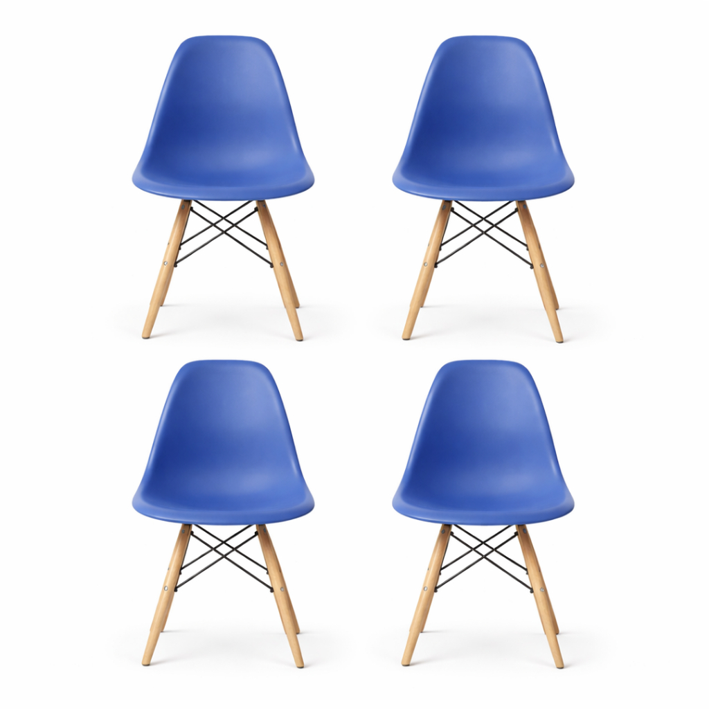 Kit 4 Cadeiras Charles Eames Eiffel Wood Design Varias Cores
