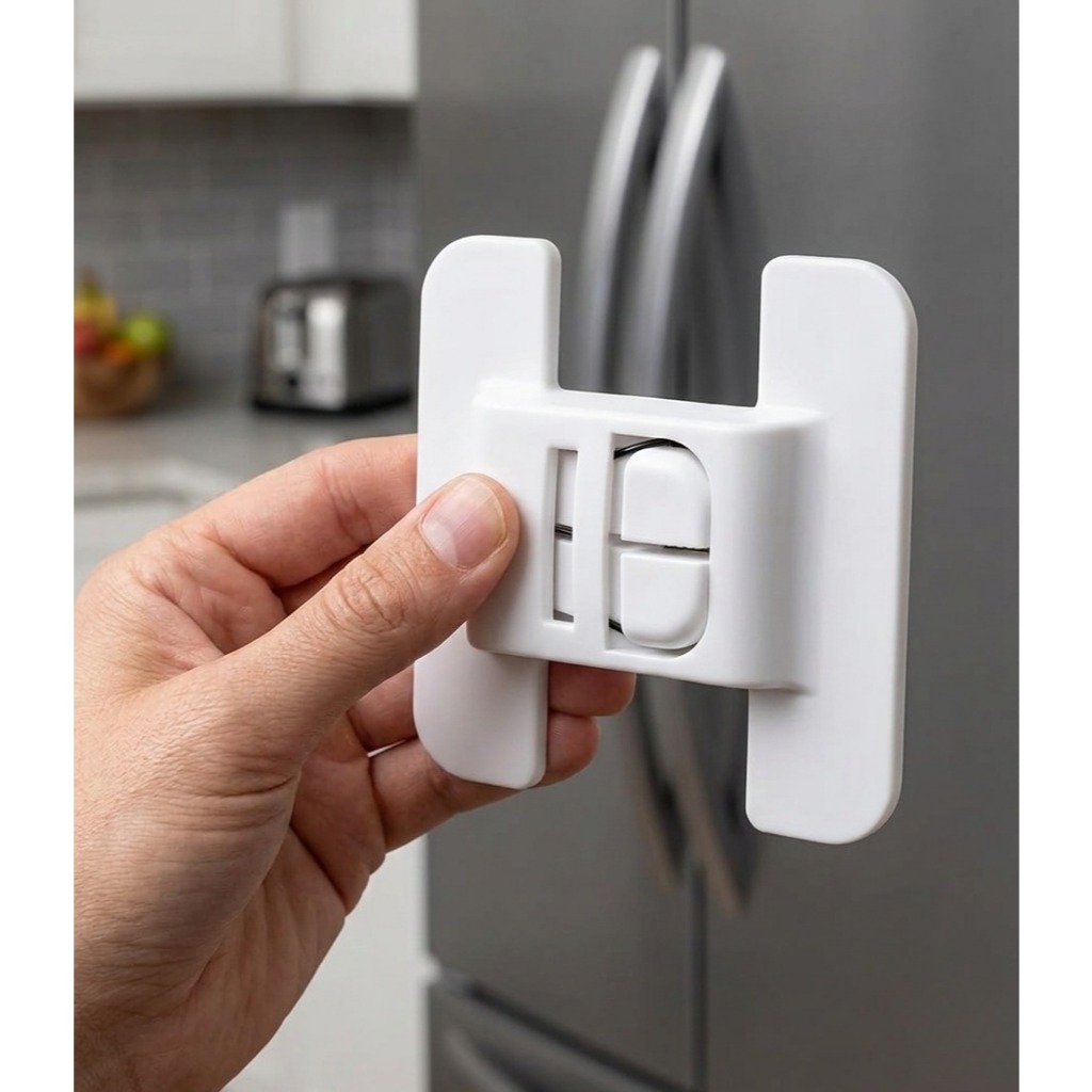 Trava de Segurança De Geladeira Gavetas Multiuso Adesiva Protetor Infantíl Fechadura Armário